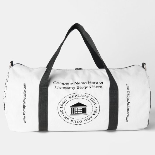 カスタムミニマルなシンプルビジネスロゴプロモーション ダッフルバッグ (正面)