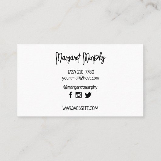 カスタムミニマルなソーシャルメディアカード 名刺 (裏面)