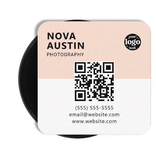 カスタムミニマルはっきりした会社ロモダンゴQRコード スクエア名刺