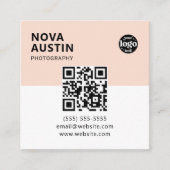 カスタムミニマルはっきりした会社ロモダンゴQRコード スクエア名刺 (正面)