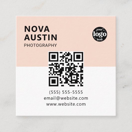 カスタムミニマルはっきりした会社ロモダンゴQRコード スクエア名刺 (正面)