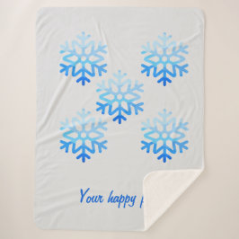 カスタムミニマルエレガントリストジオメトリックスノーフレークブルー シェルパブランケット