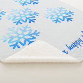 カスタムミニマルエレガントリストジオメトリックスノーフレークブルー シェルパブランケット (3/4)