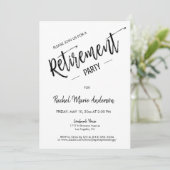 カスタムミニマルシンプルスクリプト退職パーティー 招待状 (スタンド正面)