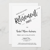 カスタムミニマルシンプルスクリプト退職パーティー 招待状 (正面/裏面)