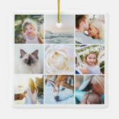 カスタムミニマルシンプルPhoto Collage Grid セラミックオーナメント (裏面)