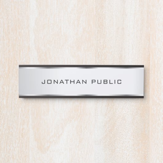 カスタムミニマルテンプレートグラマラスフェイクシルバー サインプレート (正面)