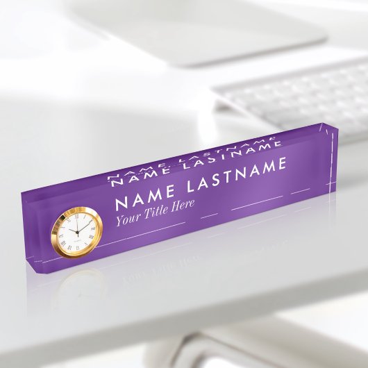カスタムミニマルモダンリストパープルネームプレート時計 デスクネームプレート