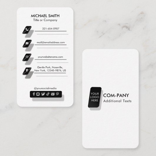 カスタムミニマルモダンロゴソーシャルメディアのアイコンChic 名刺 (正面/裏面)