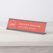 カスタムミニマルモノグラムデスク名プレート デスクネームプレート (正面)