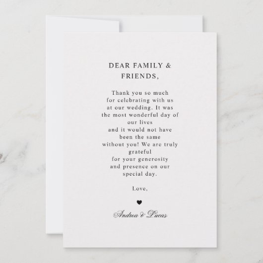カスタムミニマル新聞クリエイティブ写真結婚の サンキューカード (裏面)