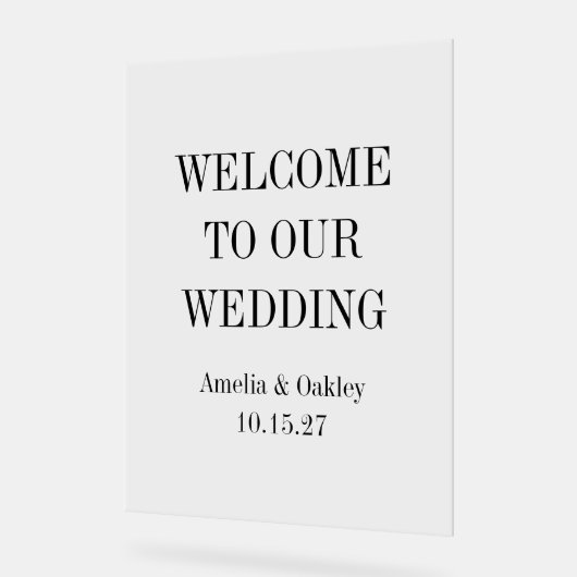 カスタムミニマル澄んリストエレガントウェディングウェルカム アクリルサイン (傾斜)