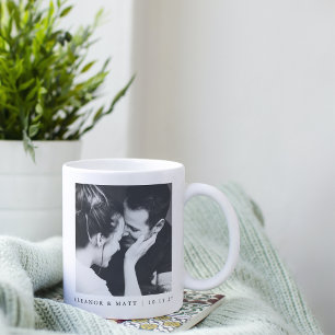 カスタムミニマル白黒カップル写真結婚の コーヒーマグカップ