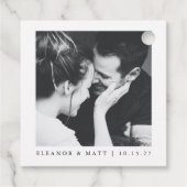 カスタムミニマル白黒カップル写真結婚の フェイバータグ (裏面)