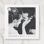 カスタムミニマル白黒カップル写真結婚の フェイバータグ (正面)