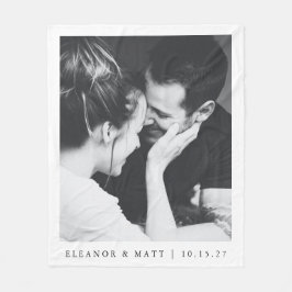 カスタムミニマル白黒カップル写真結婚の フリースブランケット