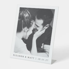 カスタムミニマル白黒カップル写真結婚の 台座サイン