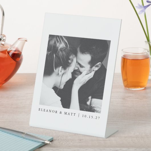 カスタムミニマル白黒カップル写真結婚の 台座サイン (インサイチュ)