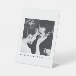 カスタムミニマル白黒カップル写真結婚の 台座サイン