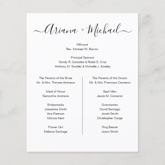 カスタムミニマル白黒シンプルブライダルパーティ (正面)