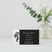カスタムミニマル白黒ヘアドレエレガントッサー 名刺 (スタンド正面)