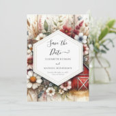 カスタムミニマル結婚納屋周囲の庭 セーブザデート (スタンド正面)