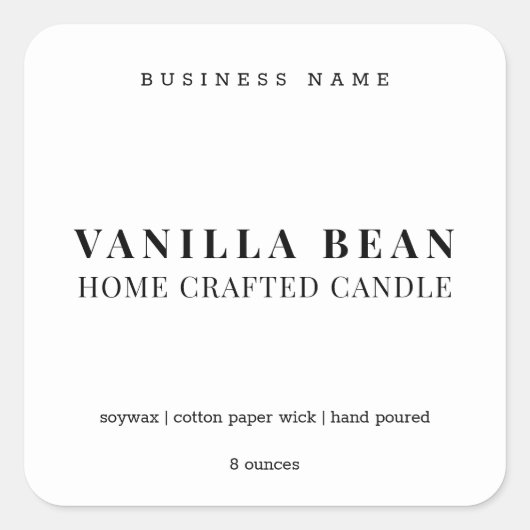 カスタムミニマル自家製キャンドル製品ラベル スクエアシール (正面)