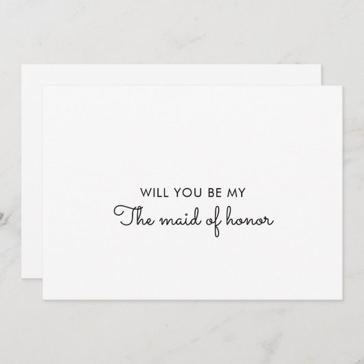 カスタムミニマルBridesmaid提案カード 招待状 (正面/裏面)