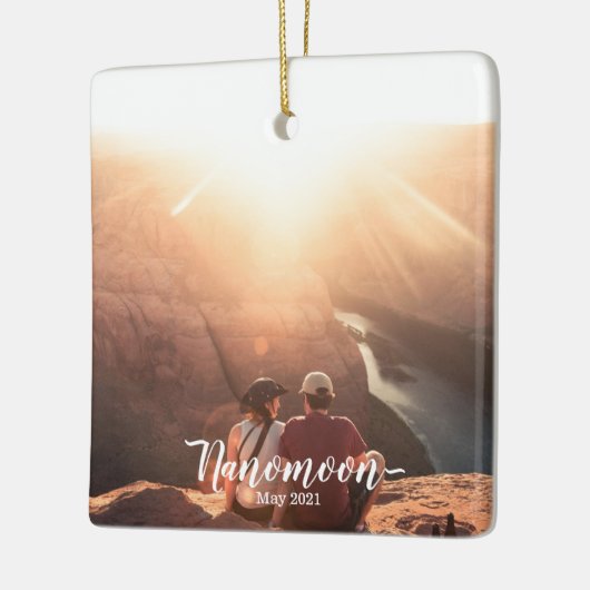 カスタムミニムーンナノムーンハネムーン写真土産 セラミックオーナメント (左)