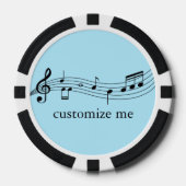 カスタムミュージック バンドまたは合唱団 音楽の音符 ポーカーチップ (正面)
