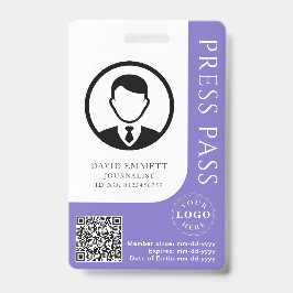 カスタムミュートされた紫色のプレスパスと編集可能データ バッジ