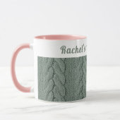 カスタムミュートグリーンコージーウィンター |ハグ&ホットココア マグカップ (左)