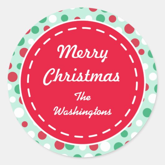 カスタムミントグリーンカスタムレトロホリデーステッカー ラウンドシール (正面)