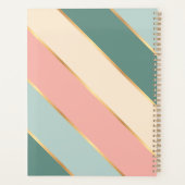 カスタムミントグリーンソフト赤面ピンク金ゴールドアーストライプト プランナー手帳 (裏面)