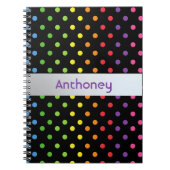 カスタムミントグリーンターコイズブルーピンク水玉模様 ノートブック (正面)