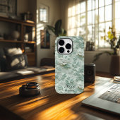 カスタムミントグリーン刺繍フローラiPhoneケース Case-Mate iPhoneケース