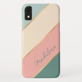 カスタムミントティール（緑がかった色）グリーンピーチ赤面ピンクストライプ Case-Mate iPhoneケース (裏面)