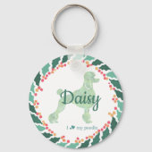 カスタムミントプードルシルエットとフォトキーチェーン キーホルダー (正面)