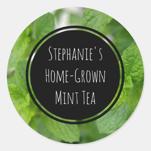 カスタムミント茶・香辛料・ハーブボトル瓶ガーデンラベル ラウンドシール (正面)