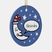 カスタムムーン顔とスターズクリスマスツリー セラミックオーナメント (右)
