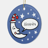 カスタムムーン顔とスターズクリスマスツリー セラミックオーナメント (左)