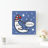 カスタムムーン顔アンドスターズ スクエア壁時計 (ホーム)