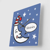 カスタムムーン顔アンドスターズ スクエア壁時計 (傾斜)