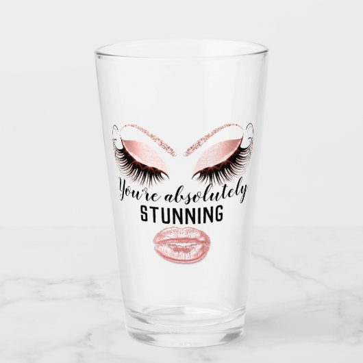 カスタムメイクアップアーティストまつげ延長ピンクキス タンブラーグラス (正面)