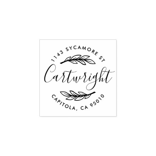 カスタムメイドエレガントローレルリース差出人住所 ラバースタンプ (インプリント)