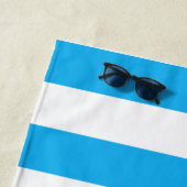 カスタムメイドファミリーモノグラムセルリアンブルーストライプ ビーチタオル (インサイチュ)