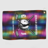 カスタムメタリックカラフルゴルフモノグラムデザイン ゴルフタオル (横)