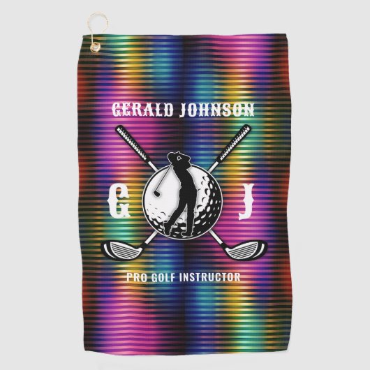 カスタムメタリックカラフルゴルフモノグラムデザイン ゴルフタオル (正面)