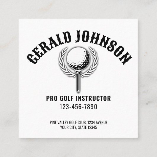 カスタムメタリックカラフルゴルフモノグラムデザイン スクエア名刺 (裏面)