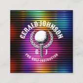 カスタムメタリックカラフルゴルフモノグラムデザイン スクエア名刺 (正面)